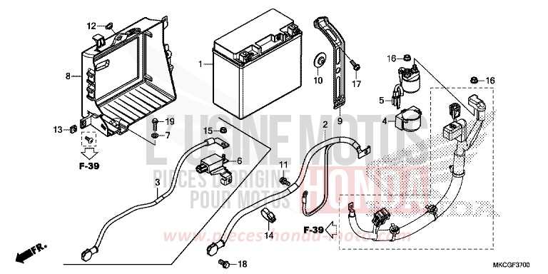 BATTERY for Gold Wing CANDY ARDENT RED (R367B) from 2020